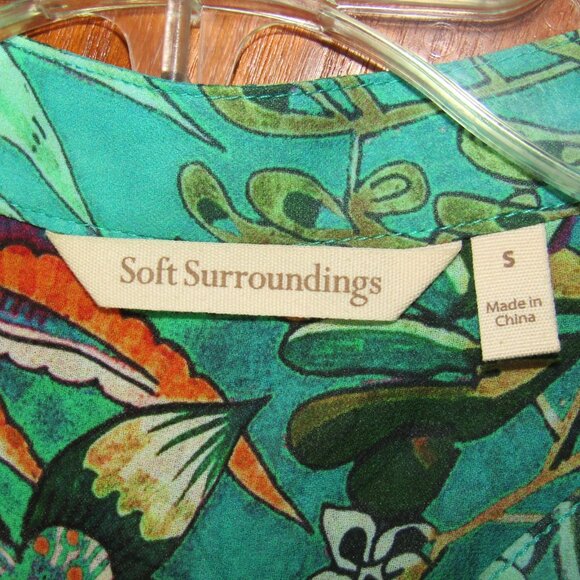 Soft Surroundings Luau Garden Top Tank Set Size S Green Floral Flowy Sheer Women - Picture 6 of 10